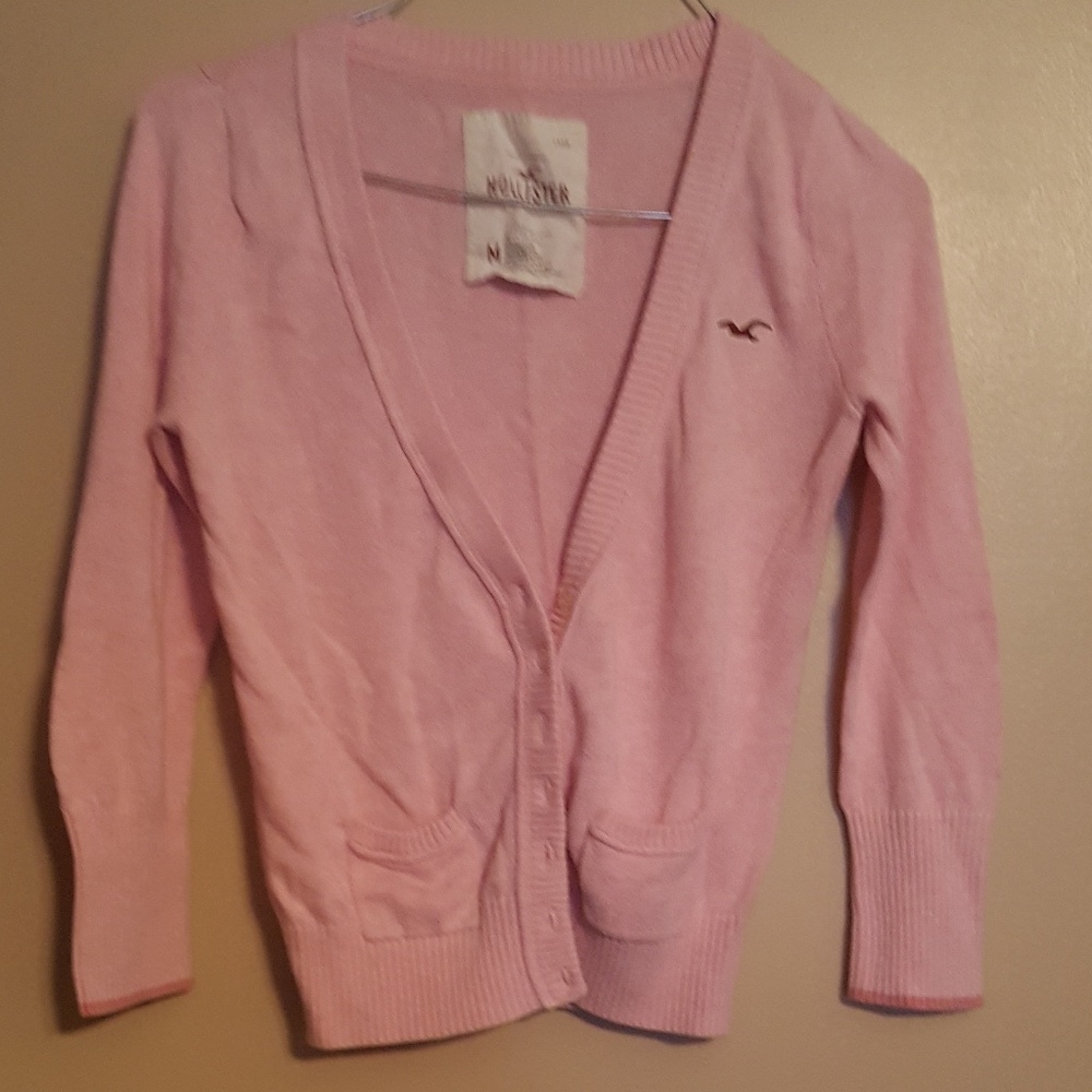 Pink Hollister button sweater size medium